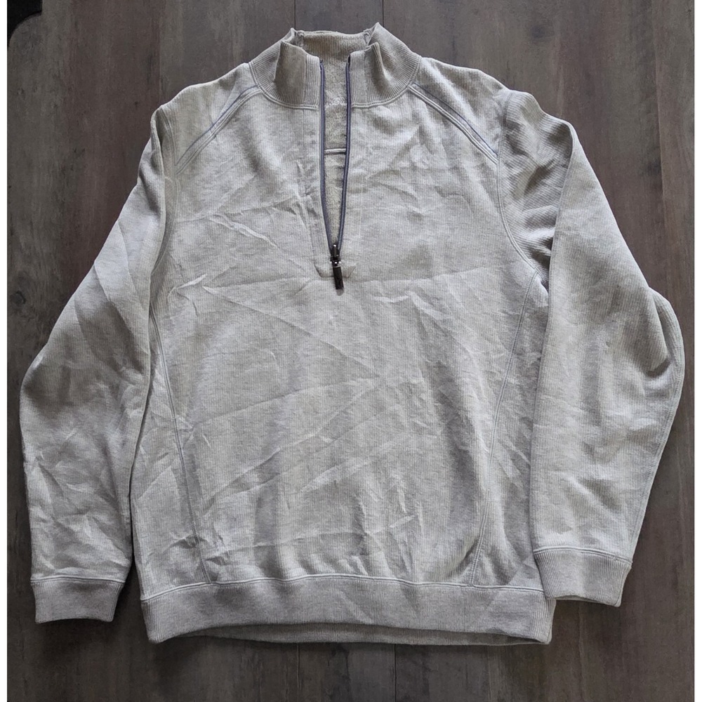 Tommy Bahama Cream 1/4 Zip Pullover Sweater Men L